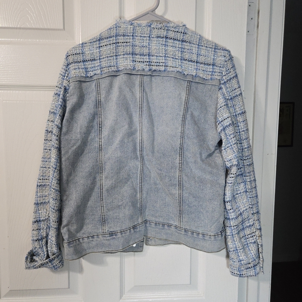 VENUS Blue Denim and Tweed Jacket Vintage Feminine Festival - Picture 2 of 13